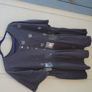 Vintage blue fish black top